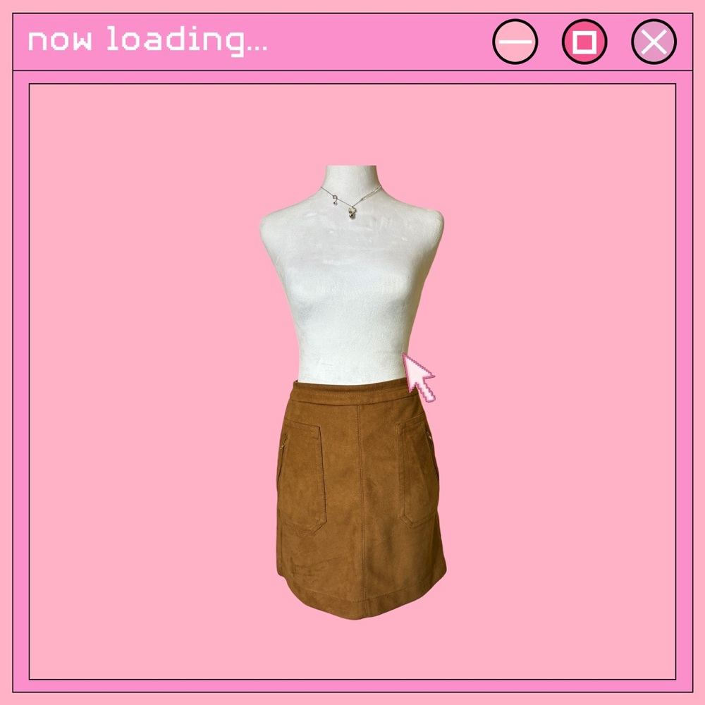 LOFT Ann Taylor brown faux  suede pocket skirt